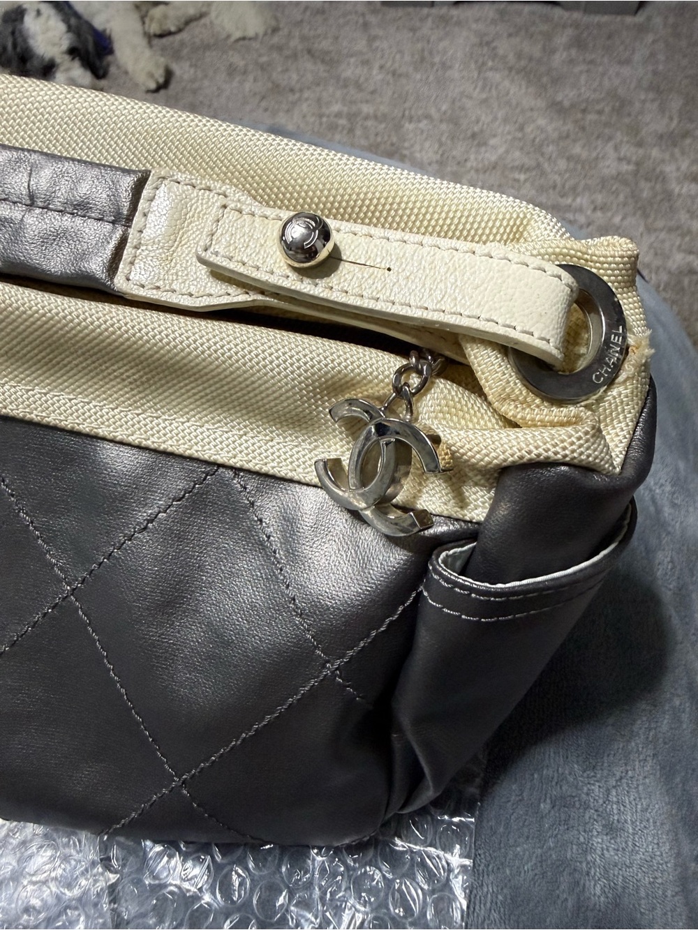 CHANEL Quilted Lambskin & Canvas CC Charm Tote 11 series - Picture 5 of 5